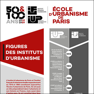 École d'Urbanisme de Paris 2019 - 50 et 100 ans de l'IFU et de l'IUP, Exposition Figures des instituts d'urbanisme, panneau, planche introductive