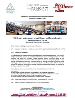 Conférence annuelle Master 2 Transport Mobilité - Programme