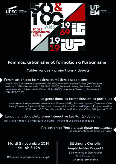 50 et 100 ans de l'EUP, de l'IFU et de l'IUP, 5 novembre 2019, affiche
