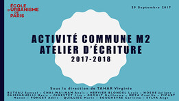 École d'Urbanisme de Paris, innovations pédagogiques, activités communes, 2017-2018, restitution