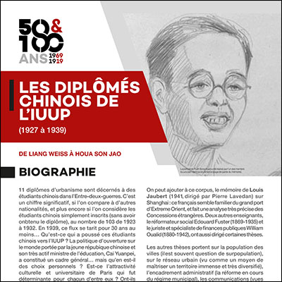 École d'Urbanisme de Paris 2019 - 50 et 100 ans de l'IFU et de l'IUP, Exposition Figures des instituts d'urbanisme, panneau, diplômés chinois, étudiants chinois